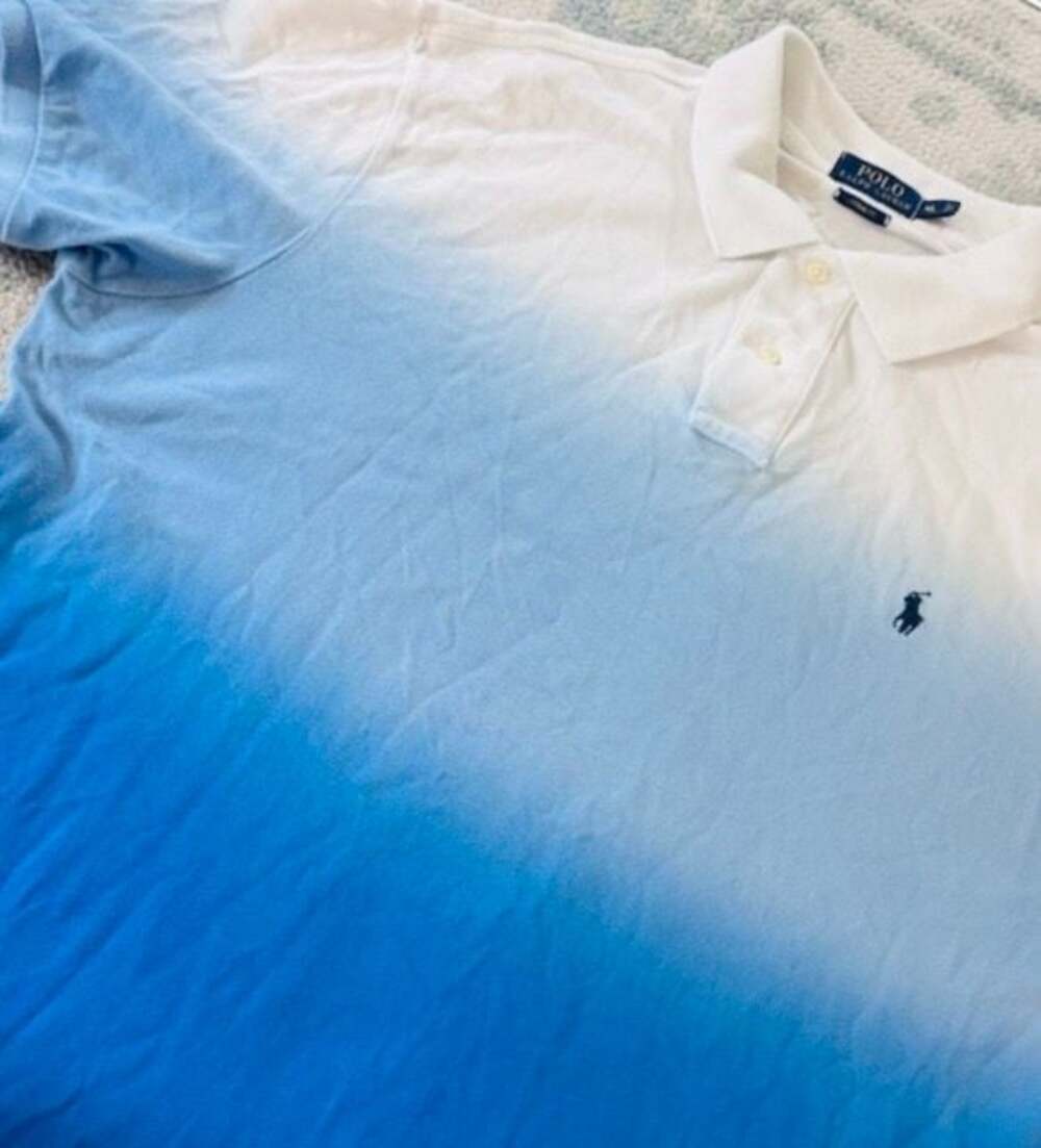 XL Polo Ralph Lauren Custom Fit Ombre Dip-Dyed Mesh Polo Shirt